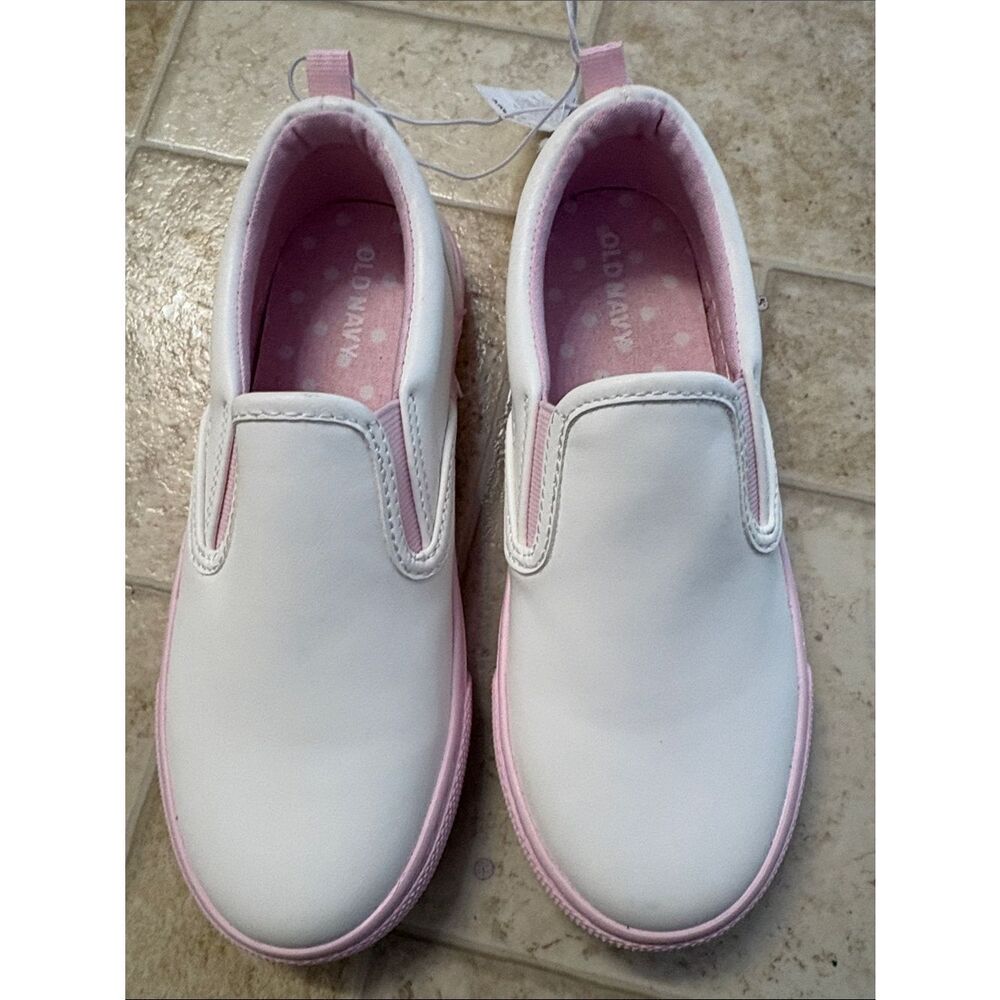 Old Navy White and Pink Girls Slip-On Sneakers
